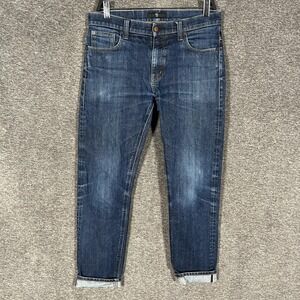 Uniqlo +J Jeans Mens 32x34 Blue Selvedge Slim Tapered Stretch Denim Pants